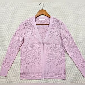 Cyrus Lilac Lavendar Purple Modern Design Knit Cardigan Open Front Size M
